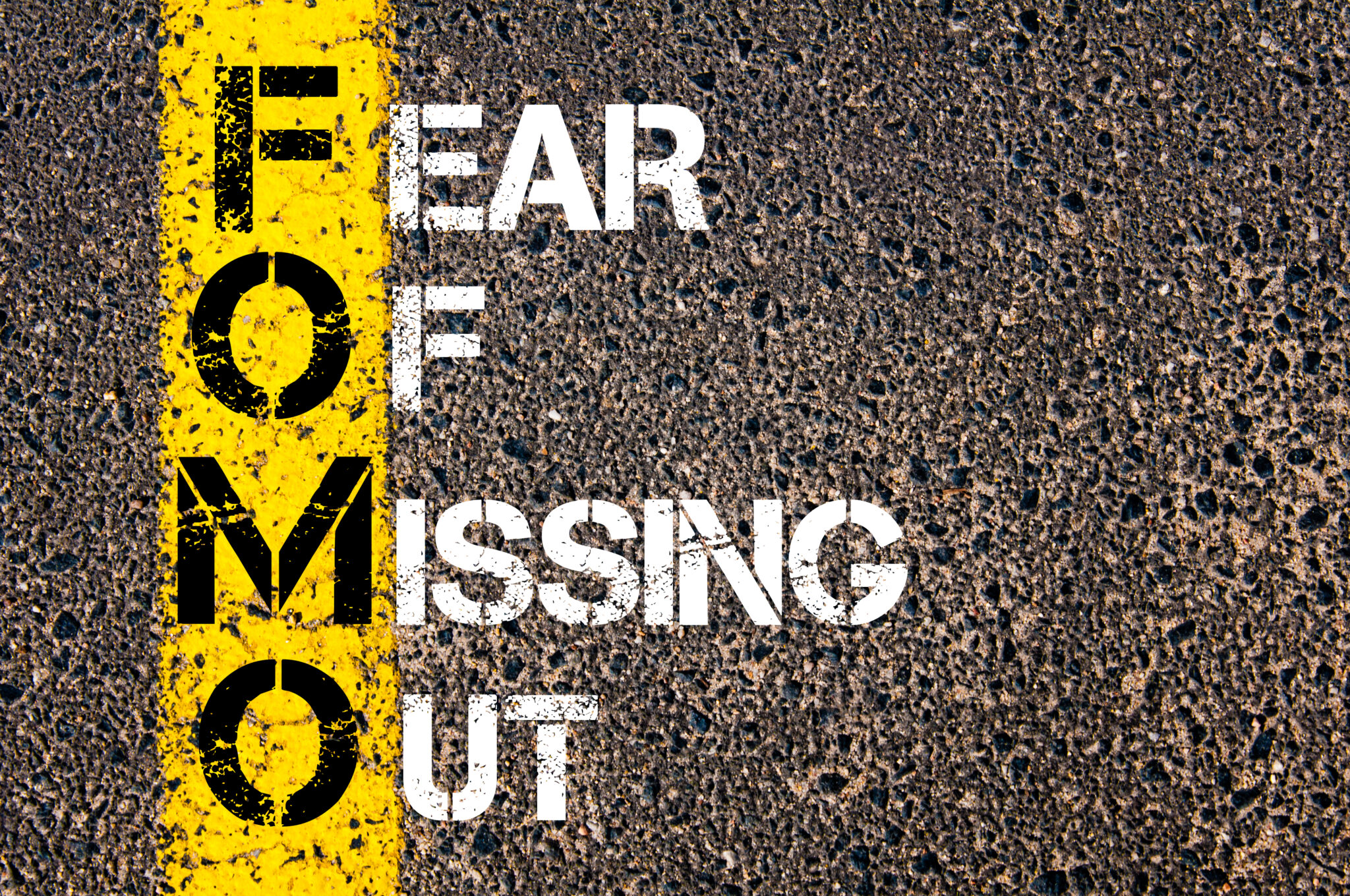 Social Media Acronym FOMO as FEAR OF MISSING OUT