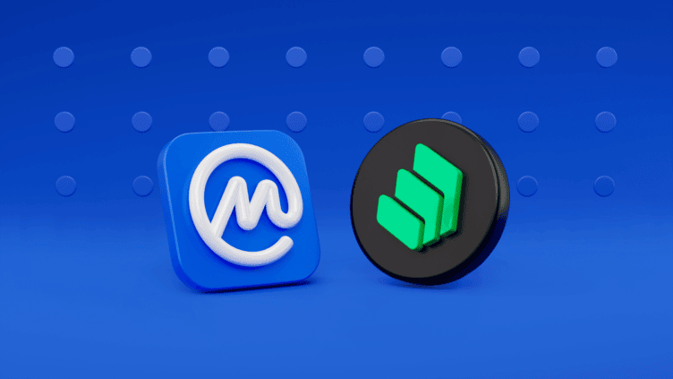 Logos de CoinMarketCap et Compound Labs pour la section du CMC Crypto Playbook 2023 concernant les prêts centralisés et décentralisés