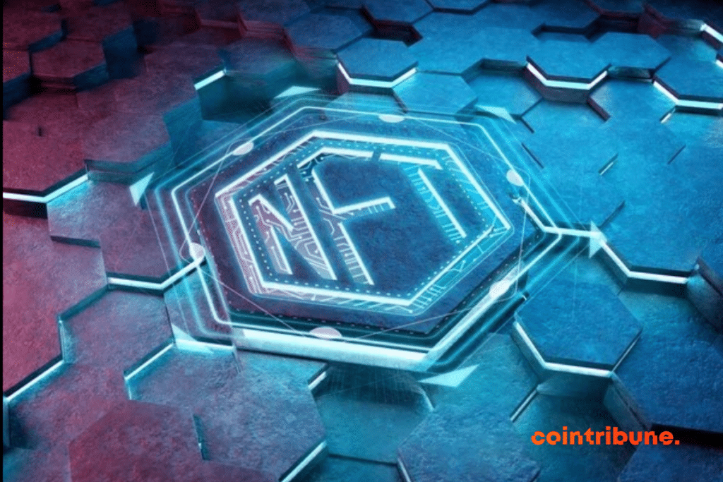 Logo NFT sur fond bleu