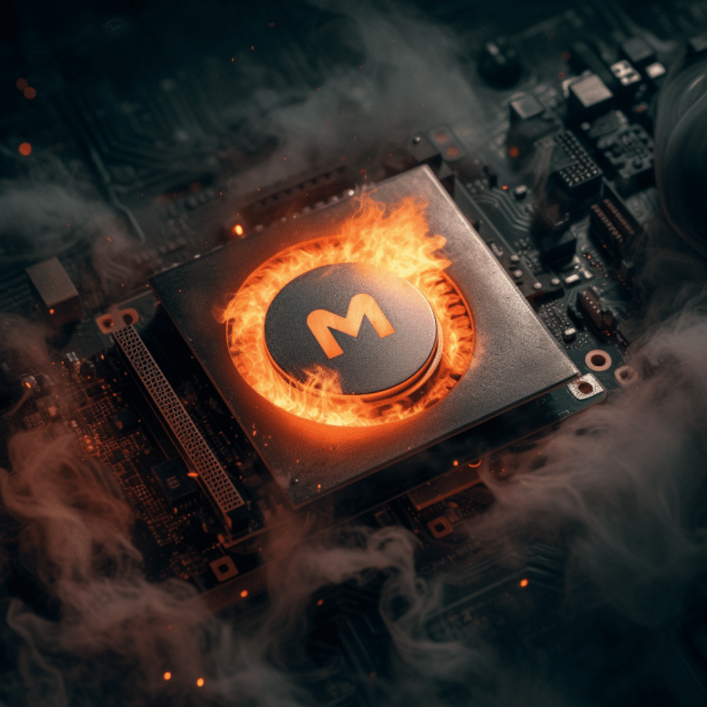 Logo de la crypto Monero enflammé