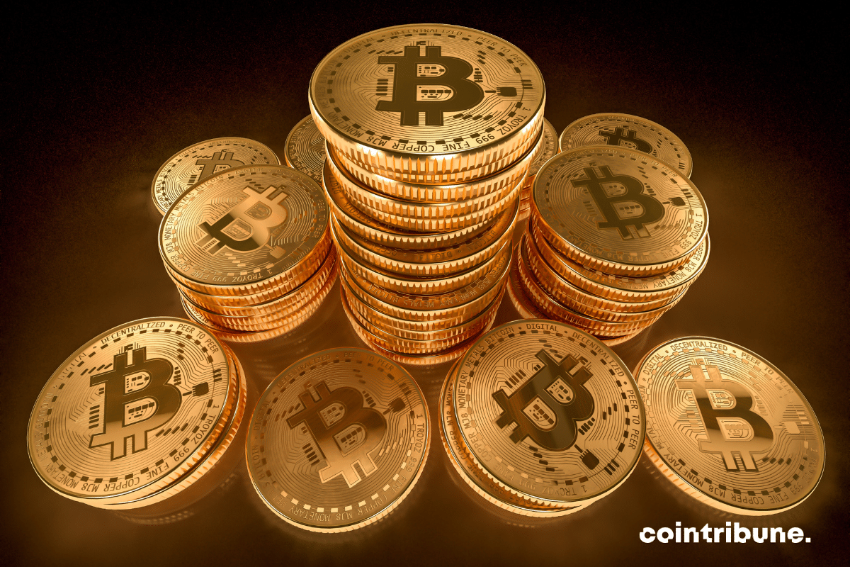 Stacks of bitcoins