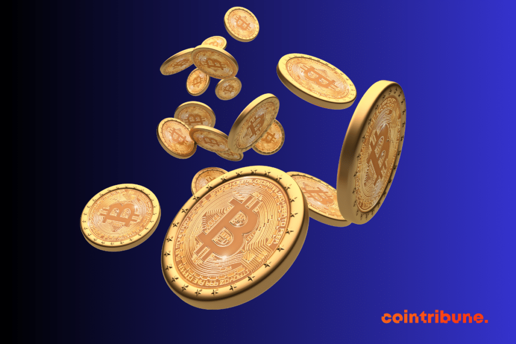Quelques pièces de bitcoin, la crypto phare