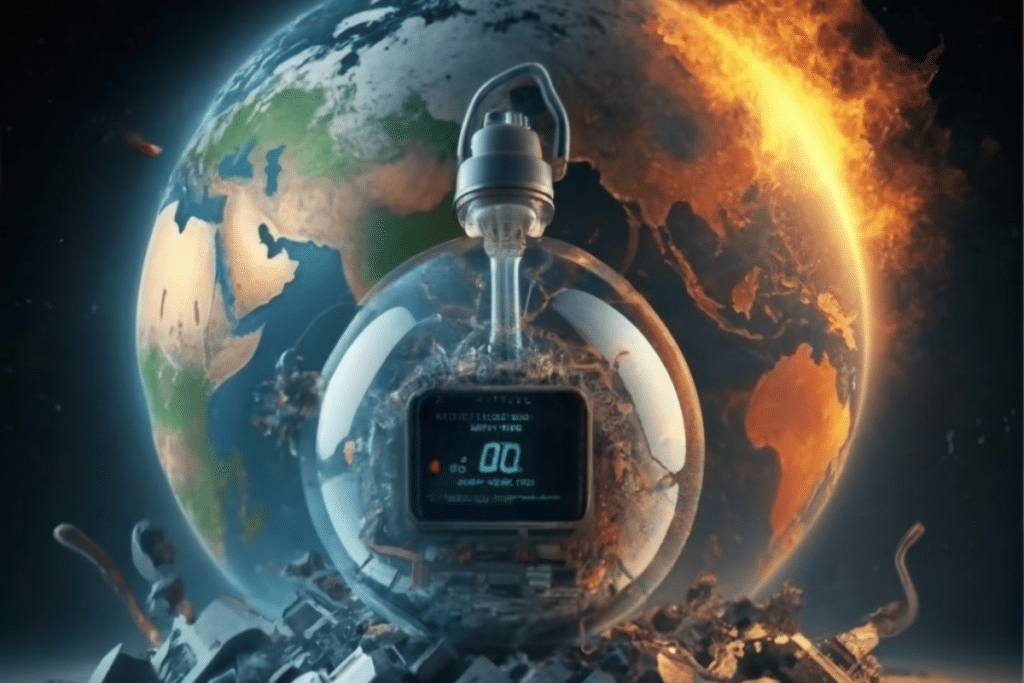 Une bombe ia et crypto avec un minuteur pret a exploser