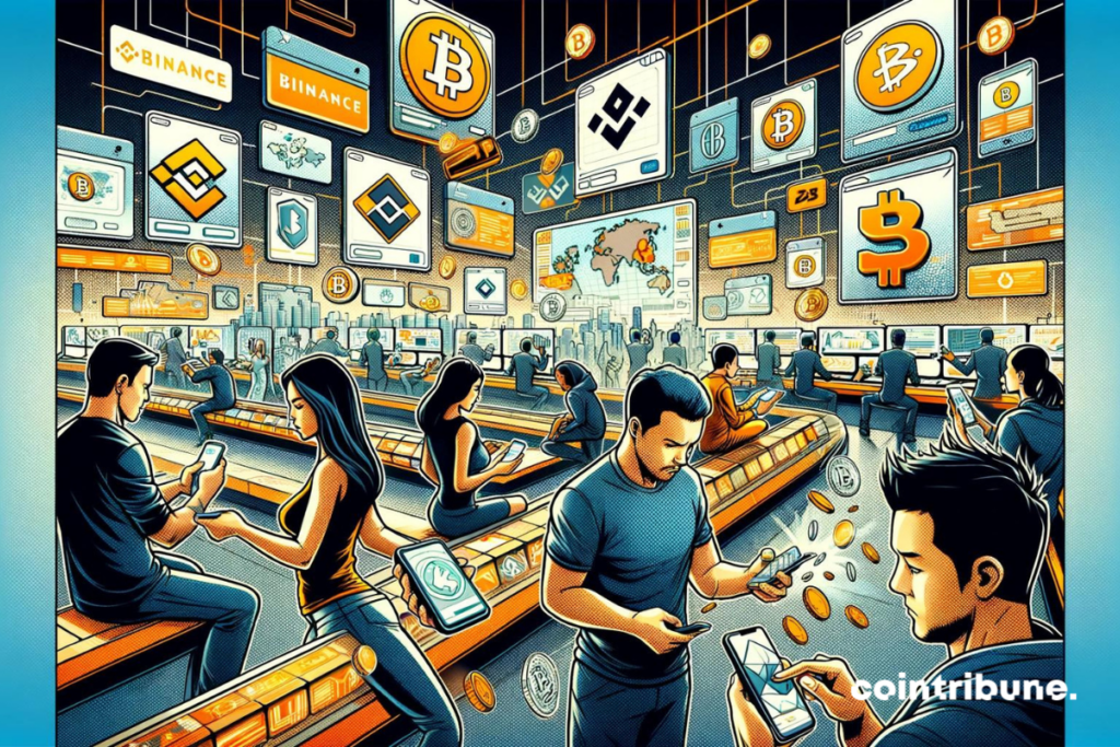 Des utilisateurs connectés à leurs exchanges de bitcoin