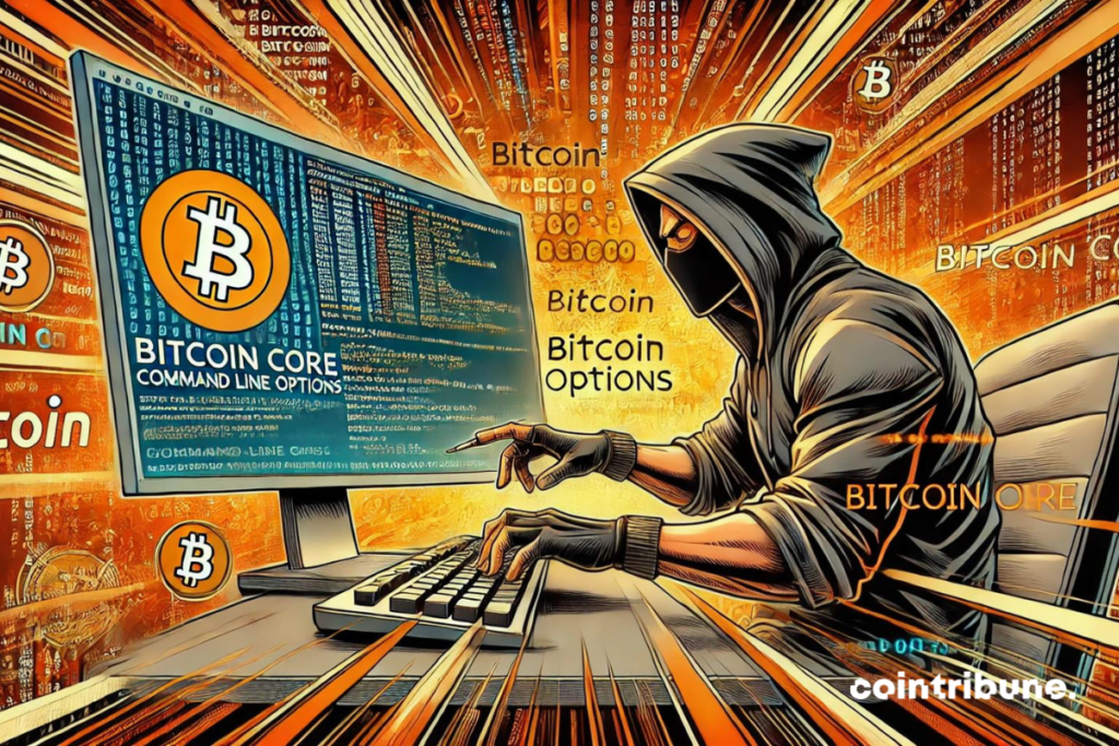 Un utilisateur explorant les différentes options de ligne de commande sur Bitcoin Core