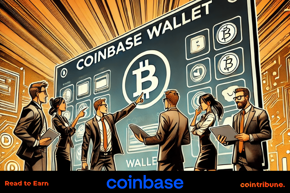 People in suits talking about Coinbase Wallet