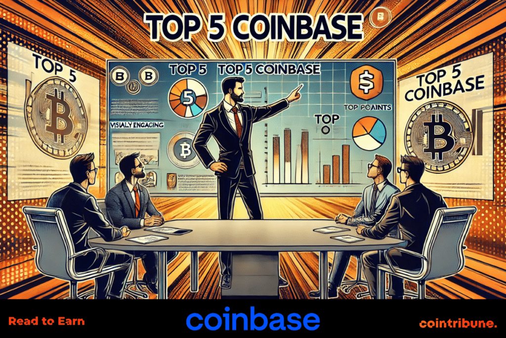 alguien con traje enseñando a otras personas 5 consejos para aprovechar el patrocinio de Coinbase