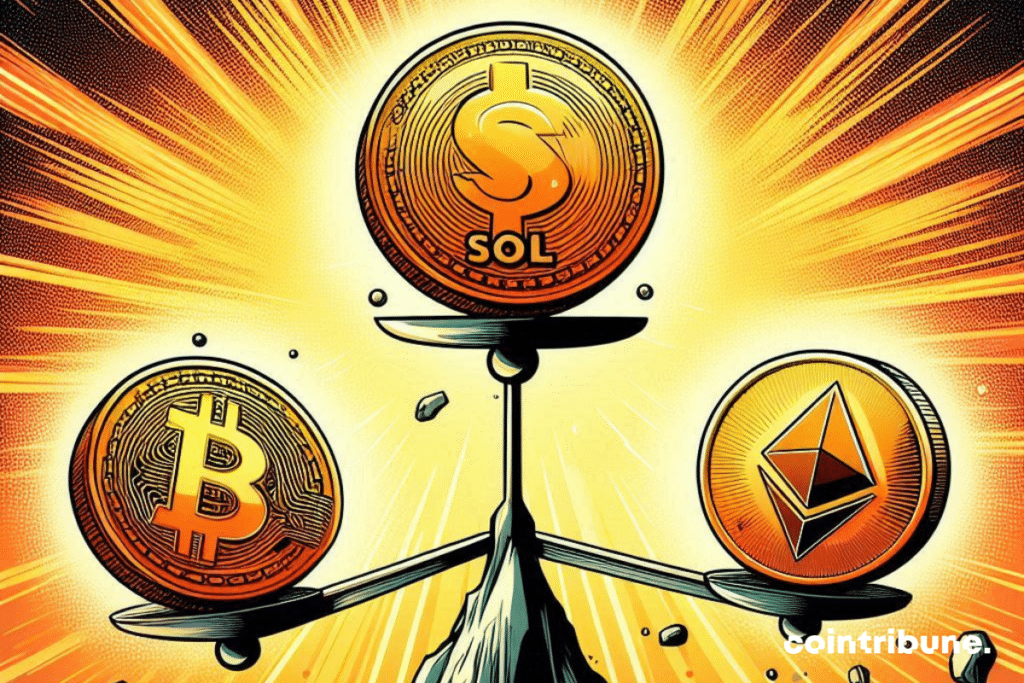 Balance y monedas de Ethereum, Bitcoin y Solana