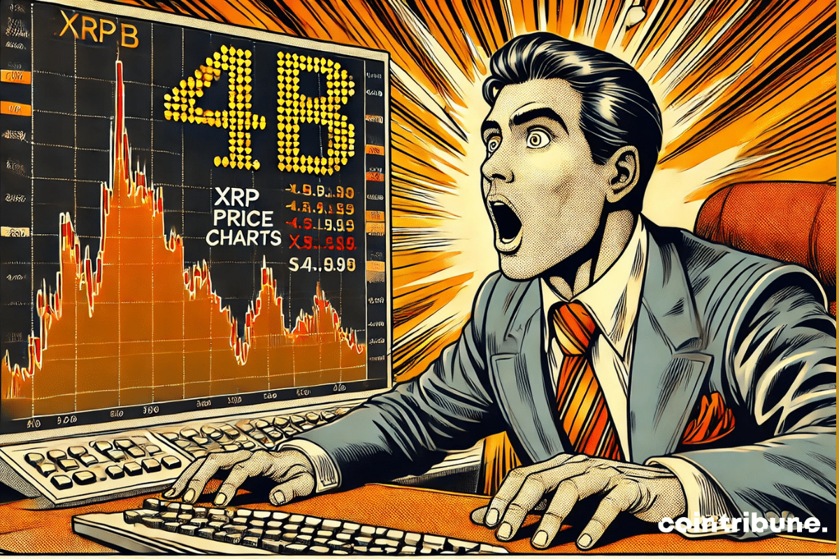 Crypto : a trader stunned in front of the screen displaying “4B” and XRP’s skyrocketing rise!