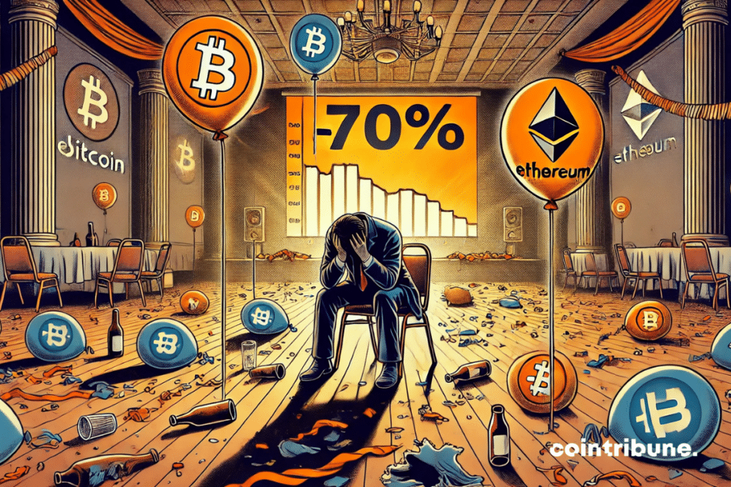 Ambiance post-fête d'un trader crypto