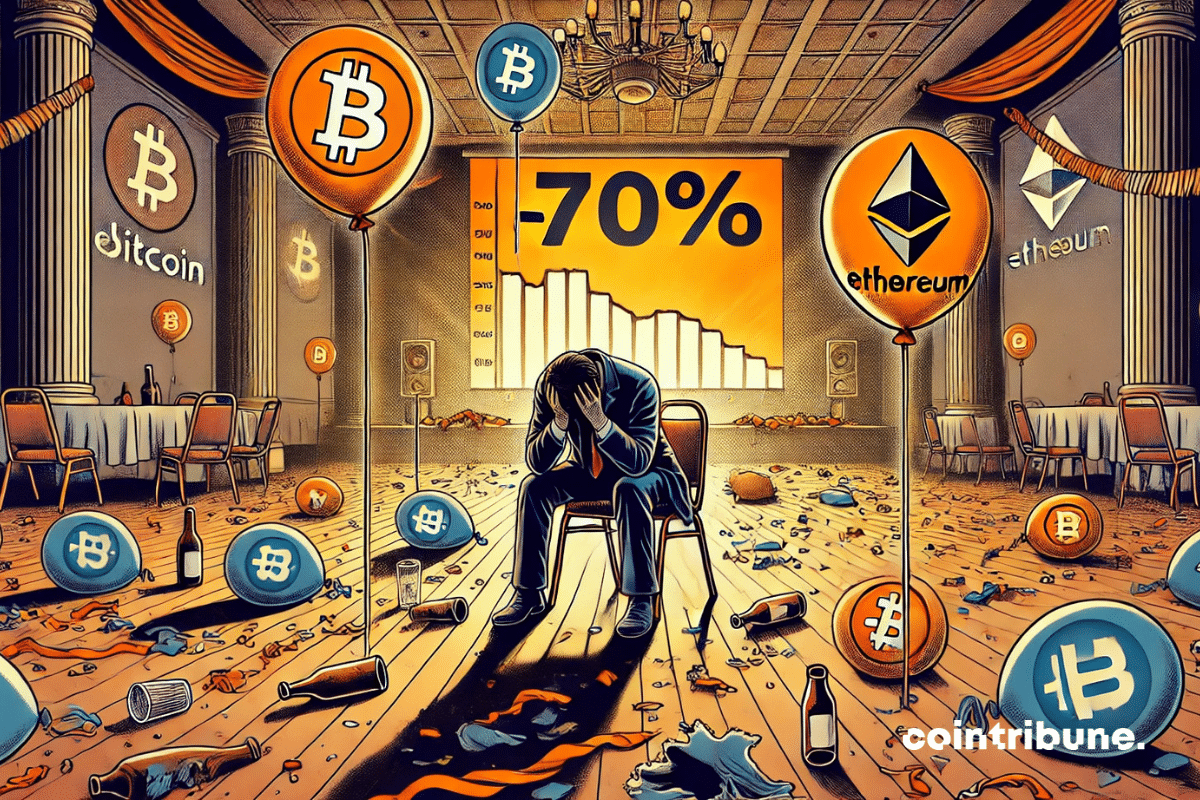 Ambiance post-fête d'un trader crypto