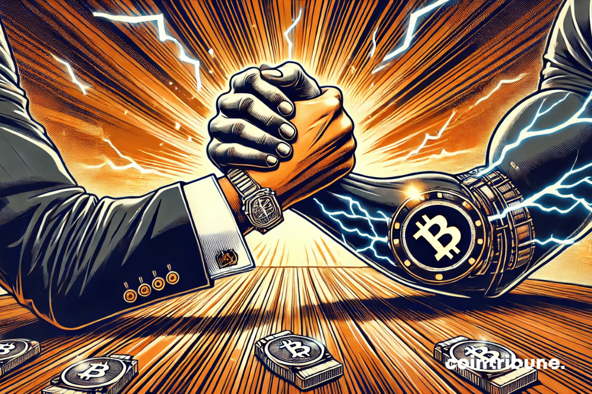illustration représentant le bras de fer entre la régulation et l'innovation crypto !