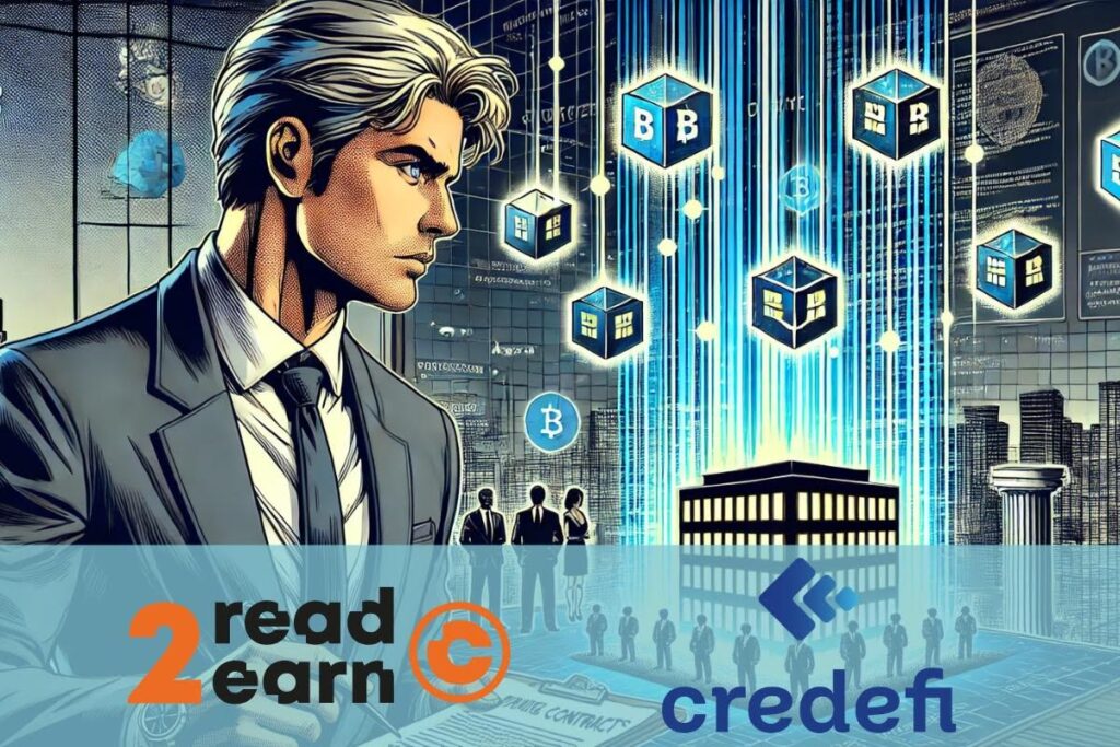 A crypto investor on a Read to Earn quest on Credefi.