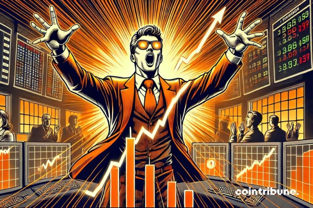Um investidor de criptomoedas surpreso com o aumento meteórico dos gráficos de Solana.