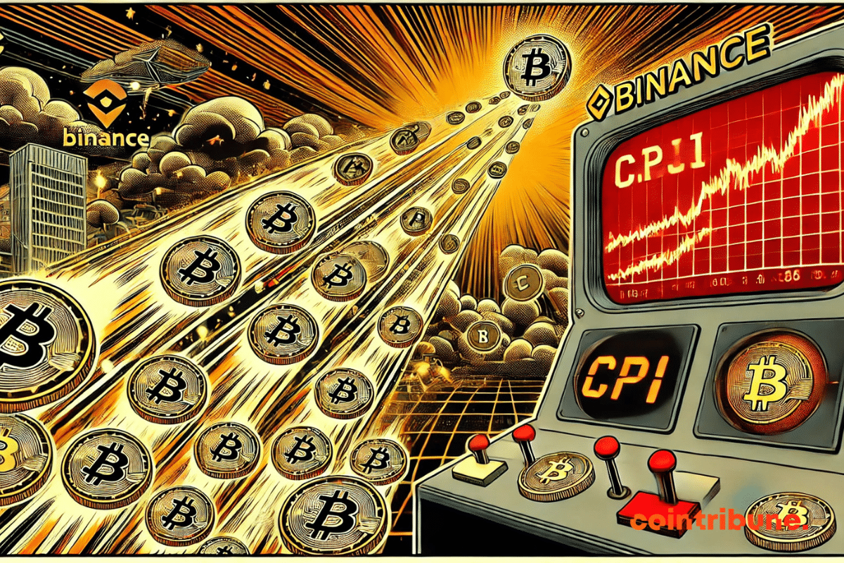 Ilustração de um influxo maciço de bitcoin na Binance