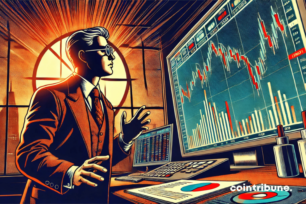 Ilustración de un personaje que representa a Circle en un entorno financiero, enfrentando la incertidumbre económica.