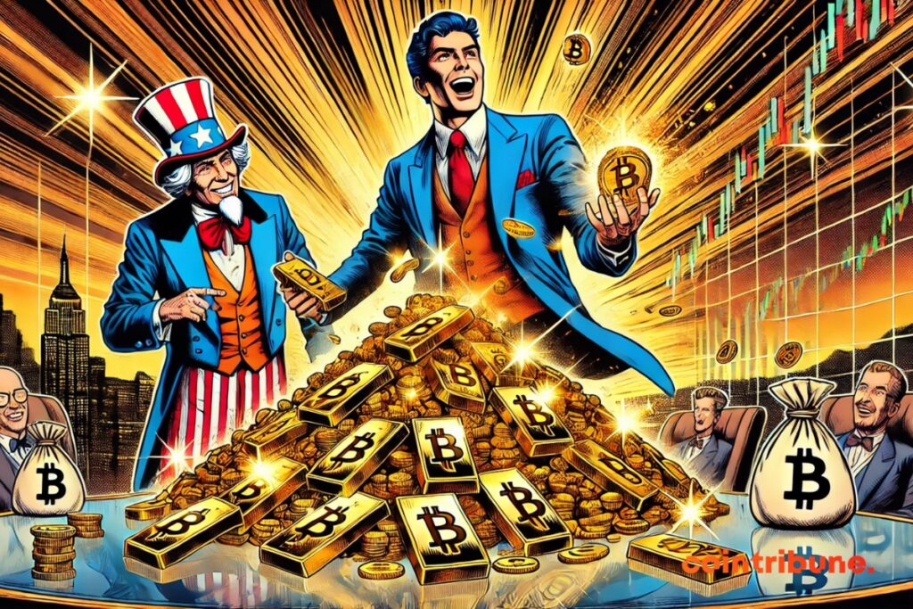 Criptoinversores frente a lingotes de oro y bitcoin frente a gráficos alcistas