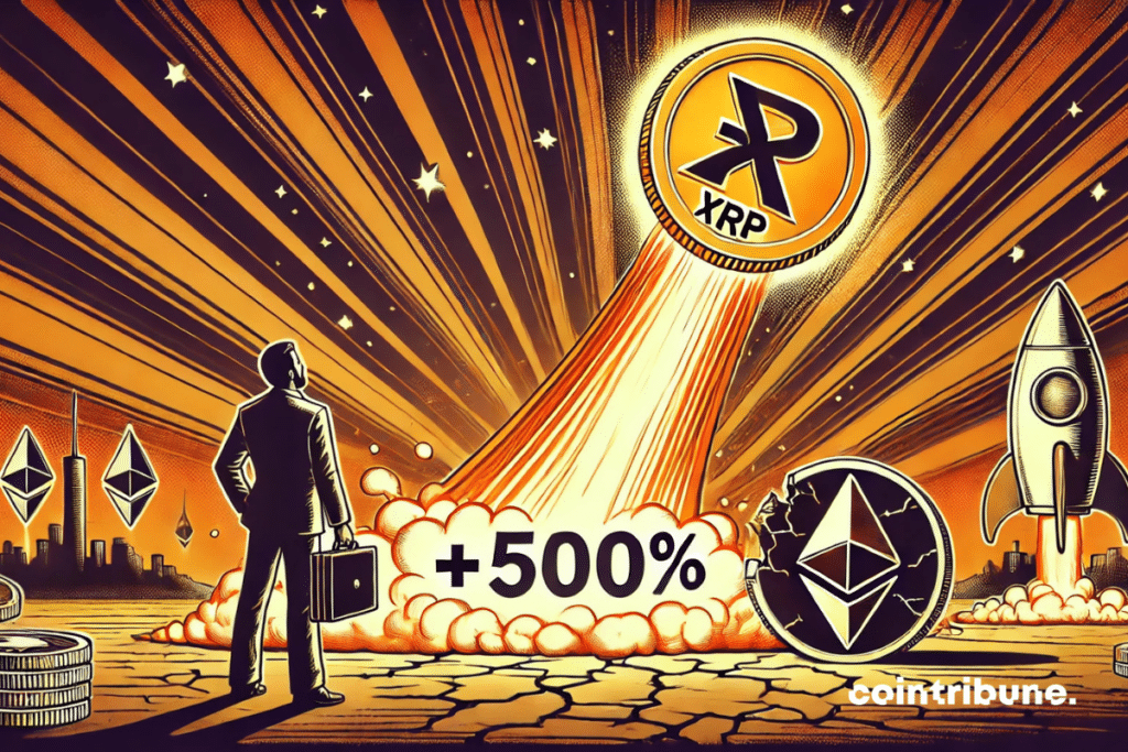 Un criptoinversor admirando el meteórico ascenso del XRP.