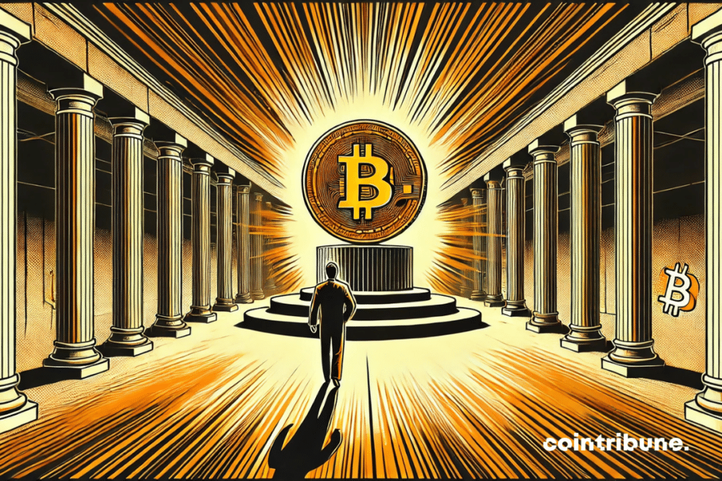Uma visão quase mística de Michael Saylor, cofundador da Strategy, avançando sozinho em direção ao Bitcoin.