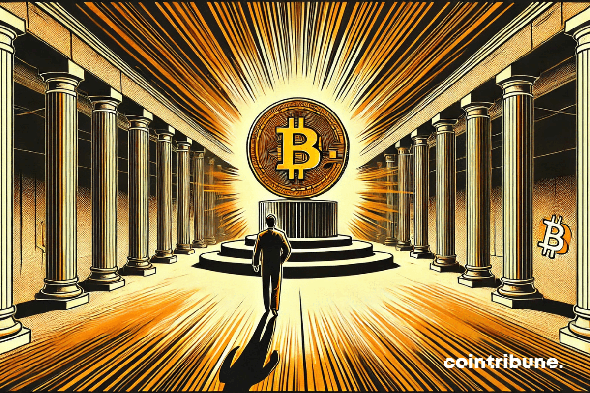 Uma visão quase mística de Michael Saylor, cofundador da Strategy, avançando sozinho em direção ao Bitcoin.