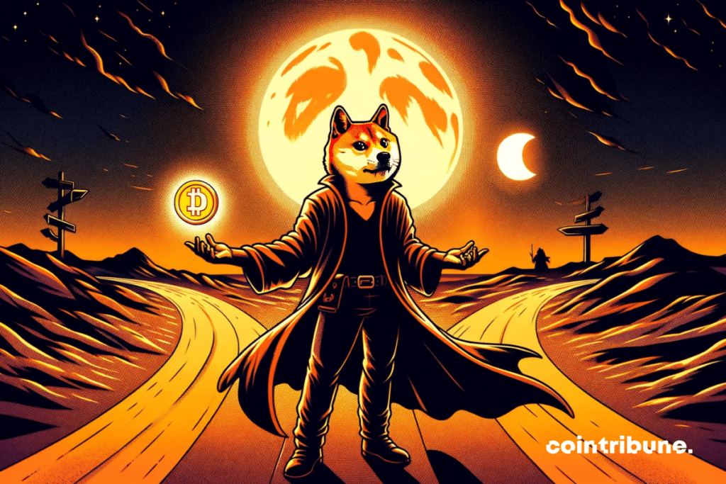 Cripto Dogecoin na encruzilhada entre