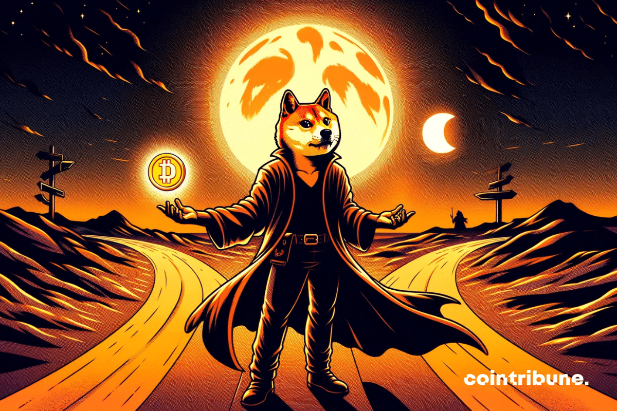 Cripto Dogecoin na encruzilhada entre