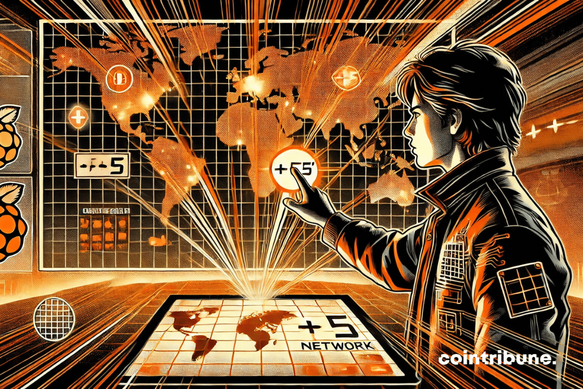 O alcance global da criptomoeda Pi Network, com uma ativação visual poderosa em um mapa-múndi estilizado.