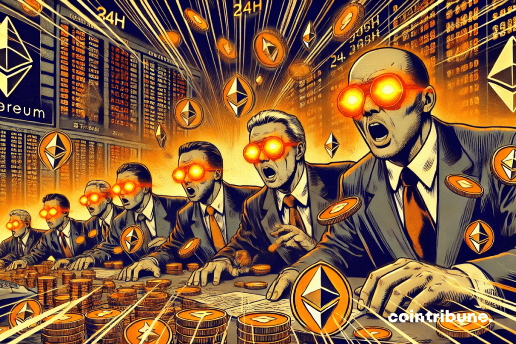 Os investidores estão apostando alto no Ethereum: 449.000 ETH acumulados em 24 horas, apesar da instabilidade do mercado de criptografia.