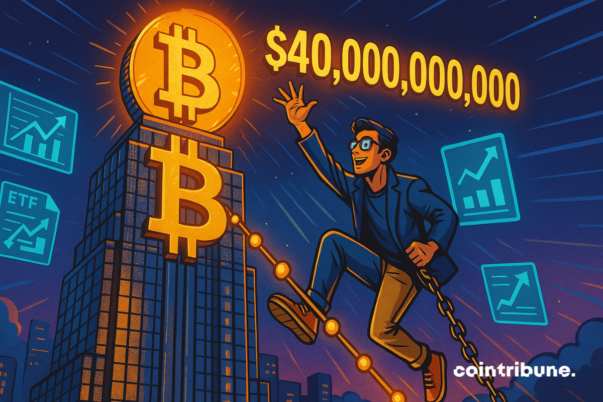 Um jovem e dinâmico trader de criptomoedas com um visual meio geek, meio corretor (blazer aberto sobre uma camiseta, óculos com reflexos gráficos, tênis)