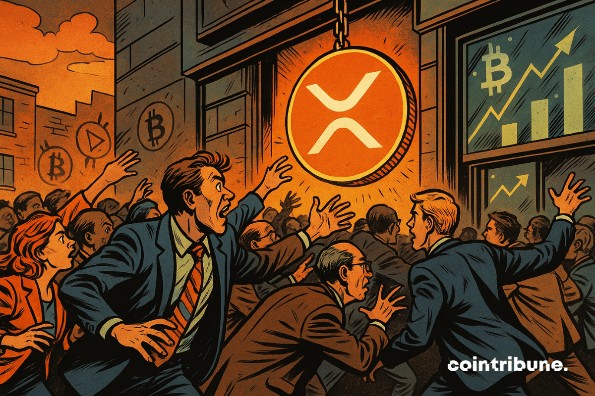 Uma fila de investidores disputando para comprar ETFs de criptomoedas ligados ao XRP.
