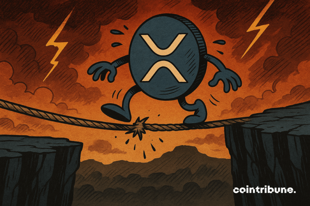 La crypto XRP suspendu au-dessus d’un gouffre financier ce qui symbolise l'écroulement du staking.