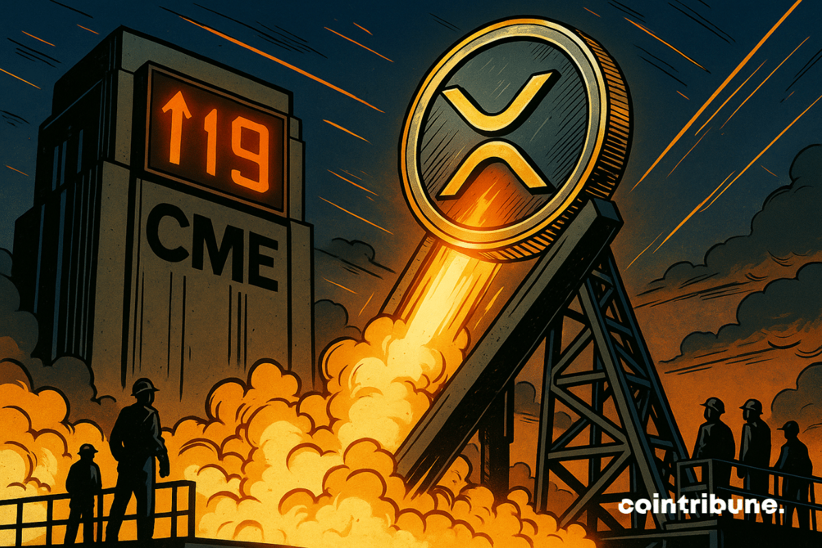 A cripto XRP decolando da plataforma de lançamento da CME.