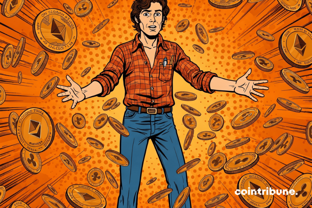 A crypto trader surrounded by altcoins