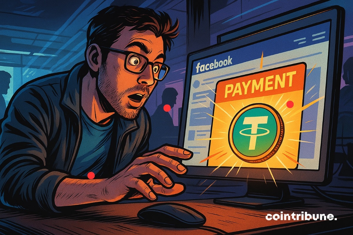 Um criador do Facebook no Meta recebendo pagamento na stablecoin Tether (USDT).
