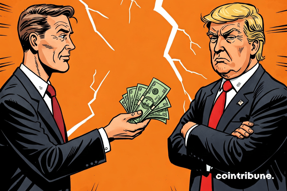 Um representante da União Europeia oferece a Trump um punhado de cédulas de votação para preservar a economia.