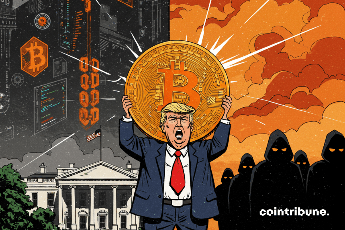 Trump segura um bitcoin gigante para uma multidão eletrizada