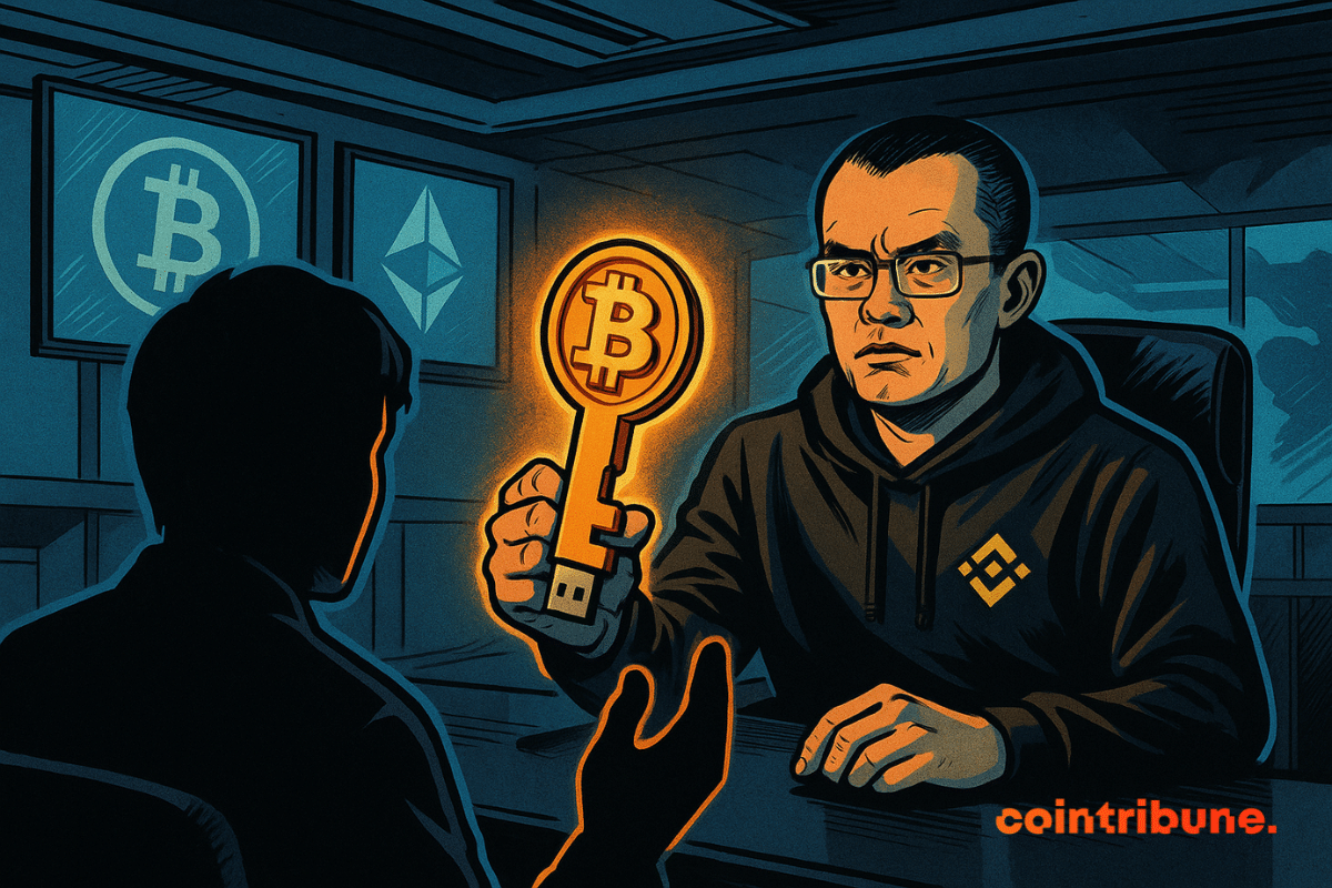 CZ da Binance enviou uma chave USB para o logotipo do Bitcoin para um indivíduo