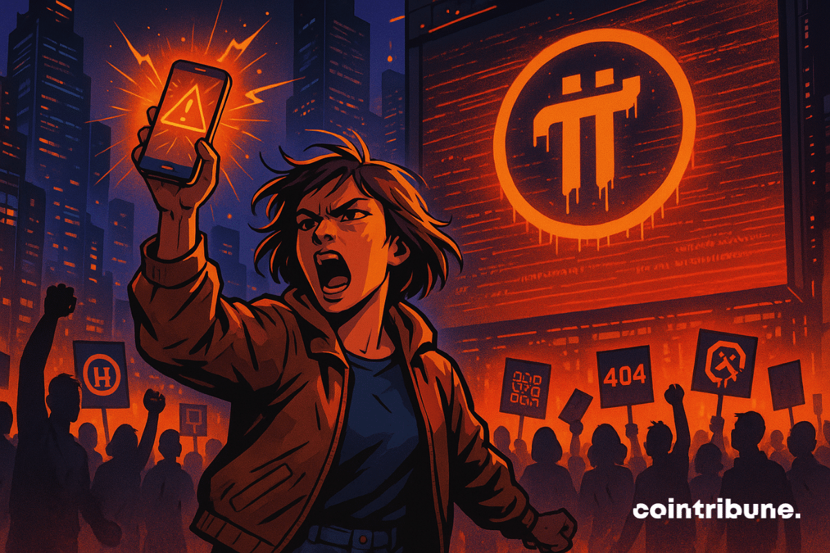 Uma usuária de criptomoedas indignada, representando a voz da comunidade Pi Network.