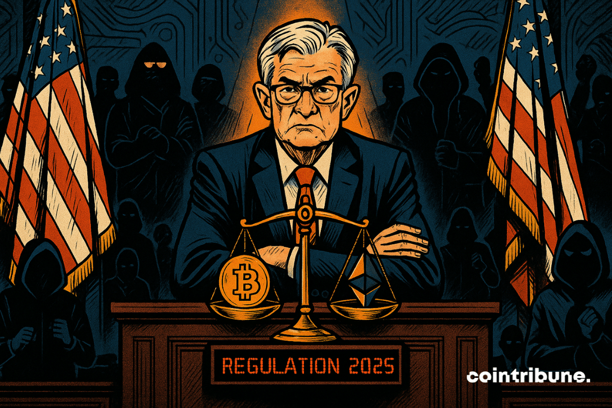 Powell as arbiter of crypto regulation.