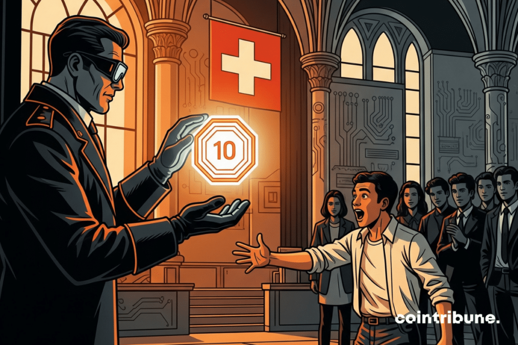 Solemn presentation of an orange badge to the 10 elected blockchain crypto officials