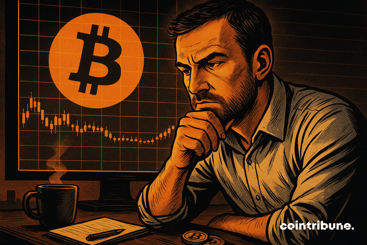 Um trader observa gráficos da CryptoQuant que mostram a situação atual do Bitcoin.