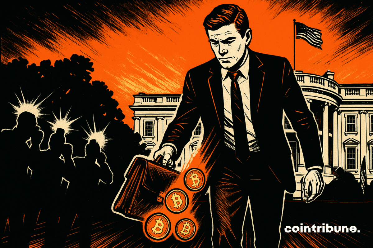 aída sob os holofotes em frente à Casa Branca de Bo Hines, diretor do conselho cripto de Trump.