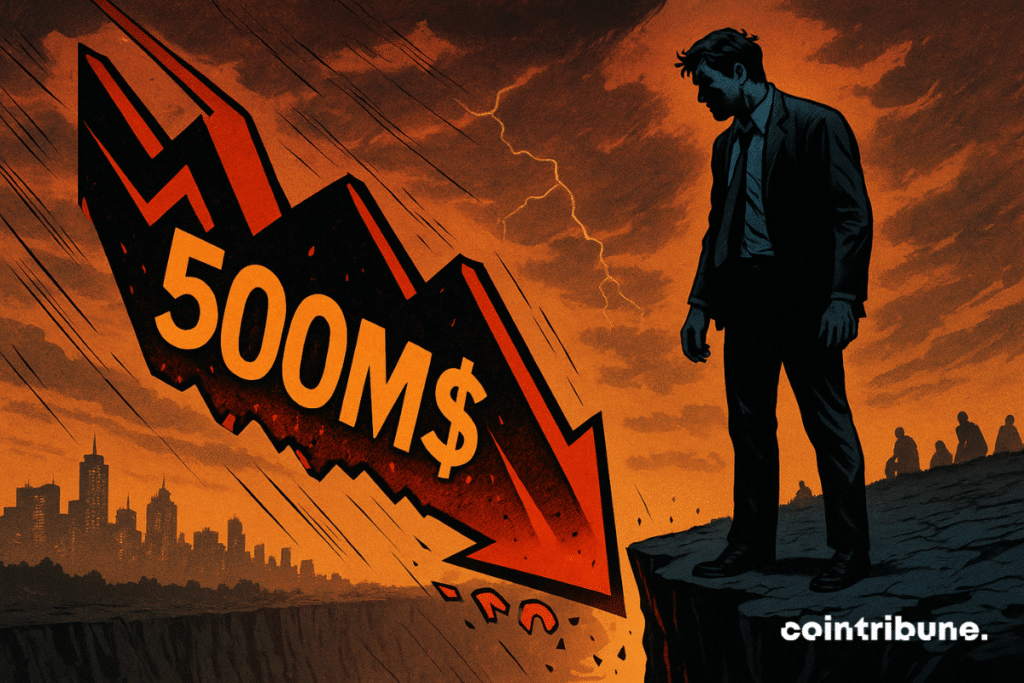 Un trader cripto al borde del abismo, símbolo de las liquidaciones masivas.