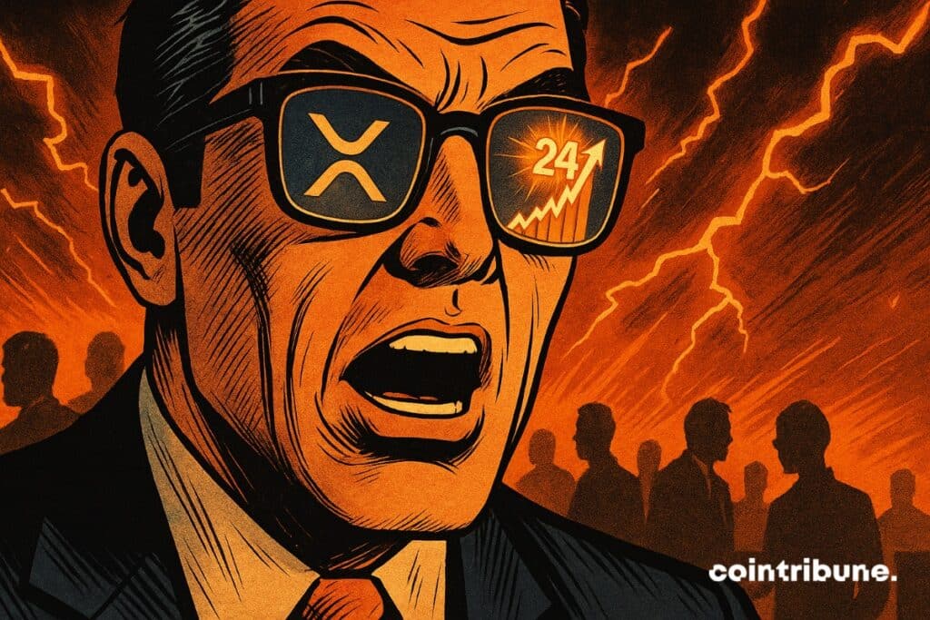Un inversor en criptomonedas con gafas reflectantes